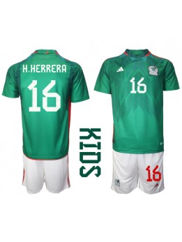 Billige Mexico Hector Herrera #16 Hjemmedraktsett Barn VM 2022 Kortermet (+ Korte bukser)